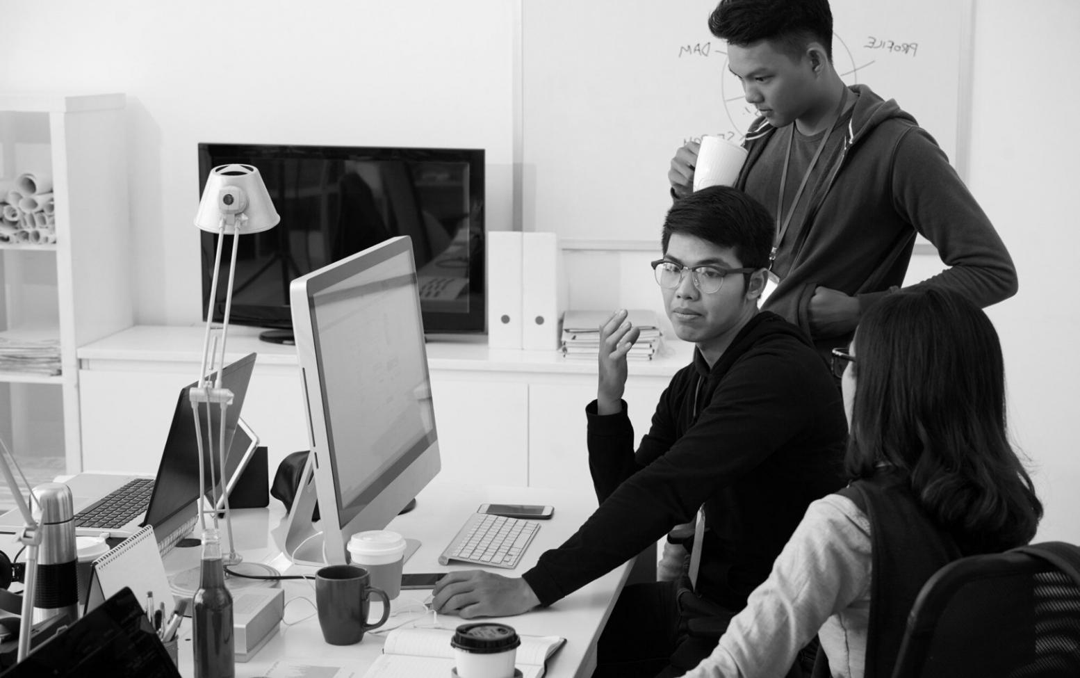 Modern development workspace at Nextsmartfusion office